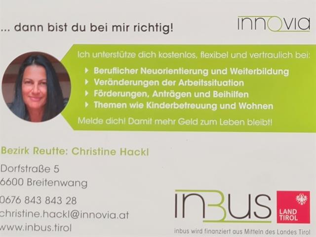 Unterstützung von INBUS Hackl Christine Land Tirol